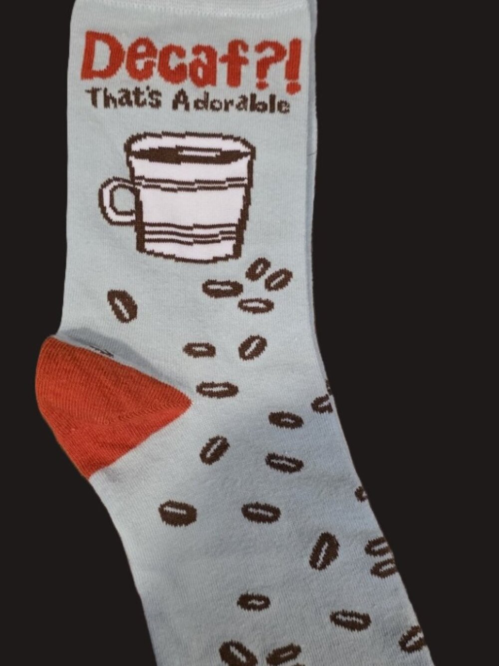*Funatic "Decaf That's Adorable" Coffee Crew Socks One Size*